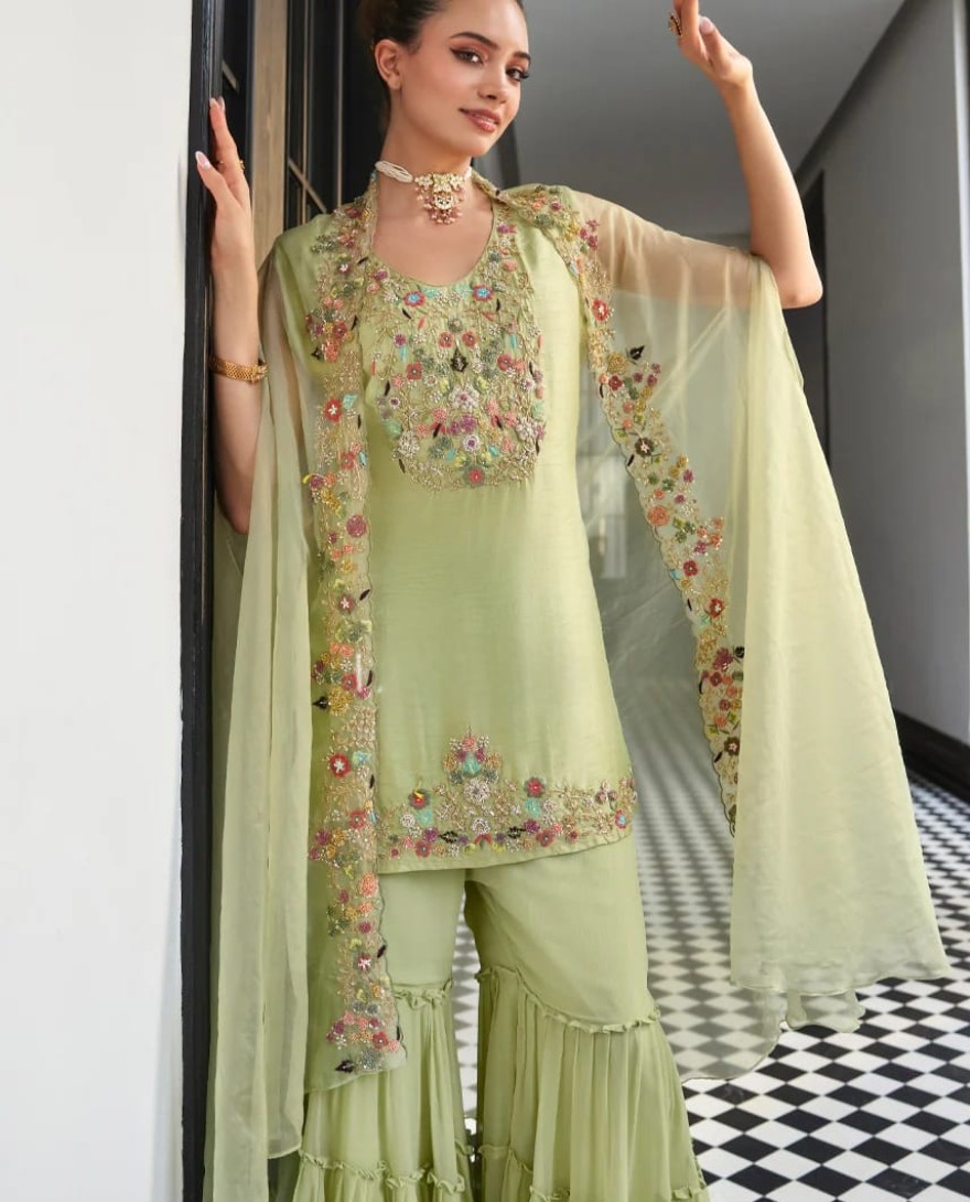 102-green - Zeenat-Sharara Set